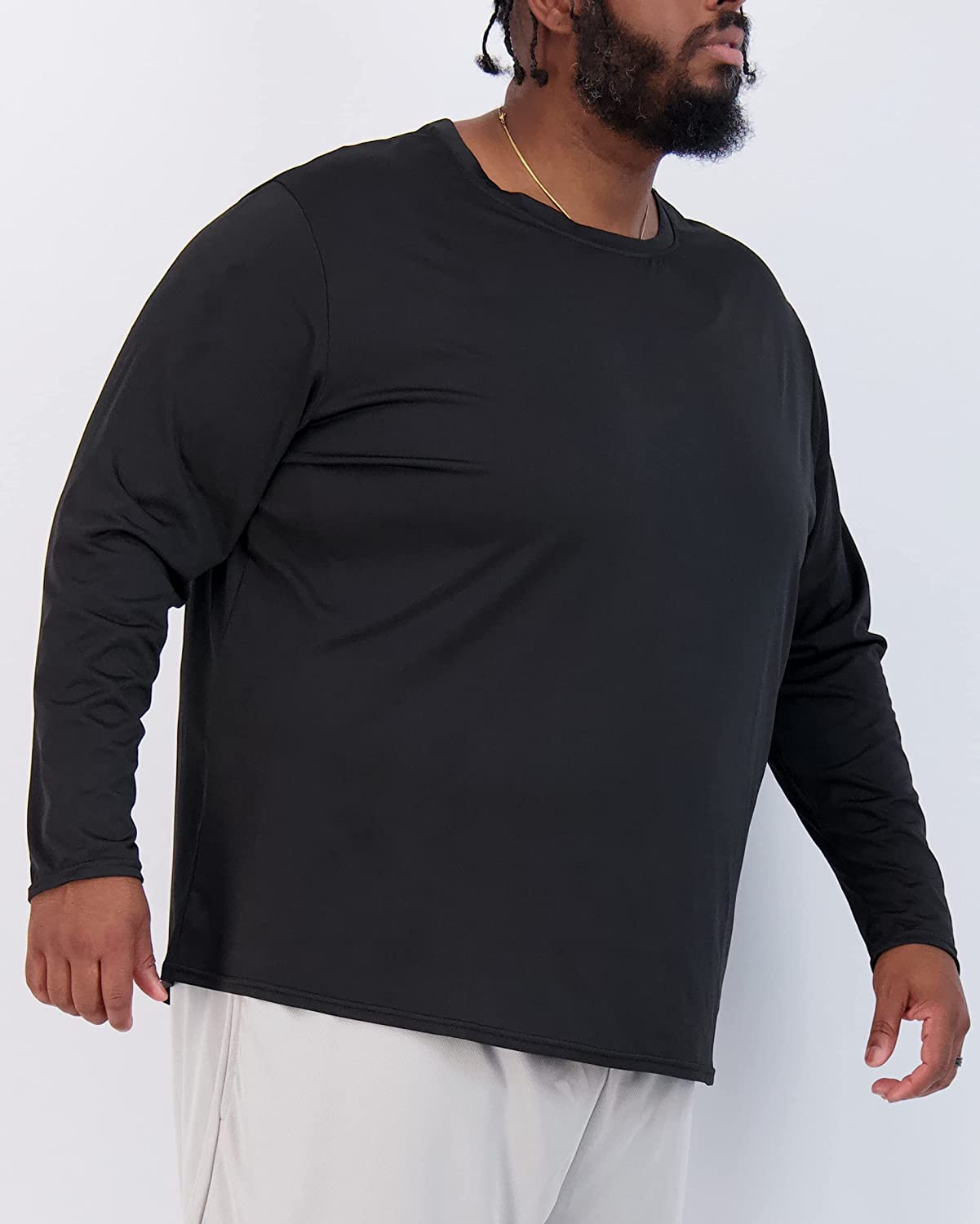 3 Pack: Men’s Big & Tall Tech Stretch Long-Sleeve & Short-Sleeve Dry-Fit T-Shirt - Image 3